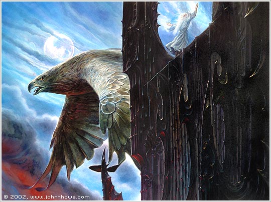 Gwaihir rescues Gandalf from Orthanc