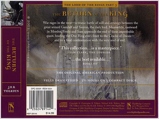The Lord of the Rings Part 3: The Return of the King - Highbridge audio edition/back