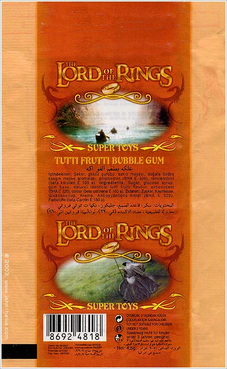 TURKEY - Lord of the Rings Tutti Frutti Bubble Gum