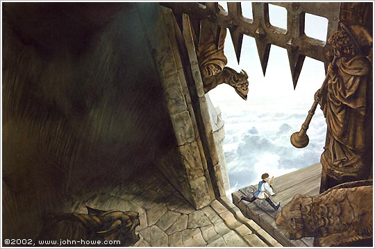 Jack flees with the magic harp
